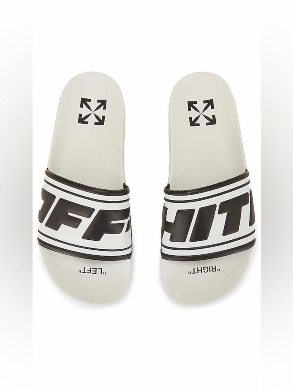 OFFWHITE Men's Logo Pool White & Black Faux leather upper w/ rubber sole Slider